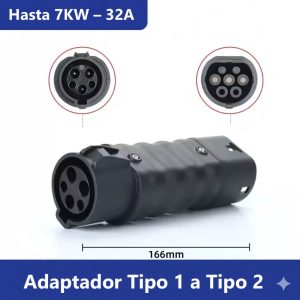 Adaptador EV Tipo 1 a Tipo 2 para cargar vehículos eléctricos con puerto Tipo 2 en estaciones con puerto Tipo 1